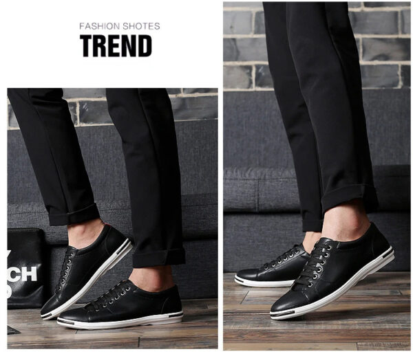Luxury Premium Leather Simple Designer Breathable Classic Lace-up Sneakers Shoes - Image 13