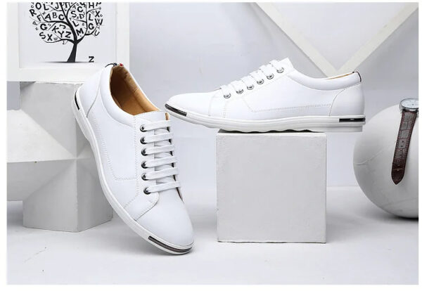 Luxury Premium Leather Simple Designer Breathable Classic Lace-up Sneakers Shoes - Image 14