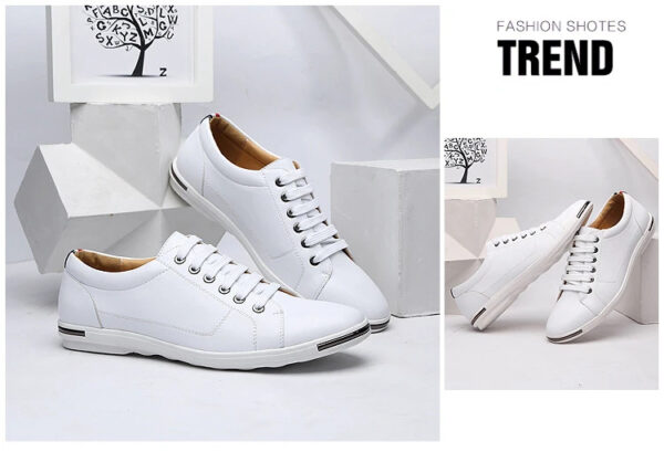 Luxury Premium Leather Simple Designer Breathable Classic Lace-up Sneakers Shoes - Image 15