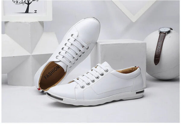 Luxury Premium Leather Simple Designer Breathable Classic Lace-up Sneakers Shoes - Image 16