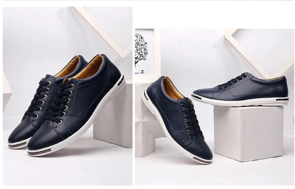 Luxury Premium Leather Simple Designer Breathable Classic Lace-up Sneakers Shoes - Image 18