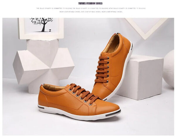 Luxury Premium Leather Simple Designer Breathable Classic Lace-up Sneakers Shoes - Image 19