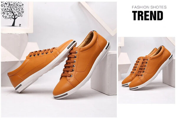 Luxury Premium Leather Simple Designer Breathable Classic Lace-up Sneakers Shoes - Image 20