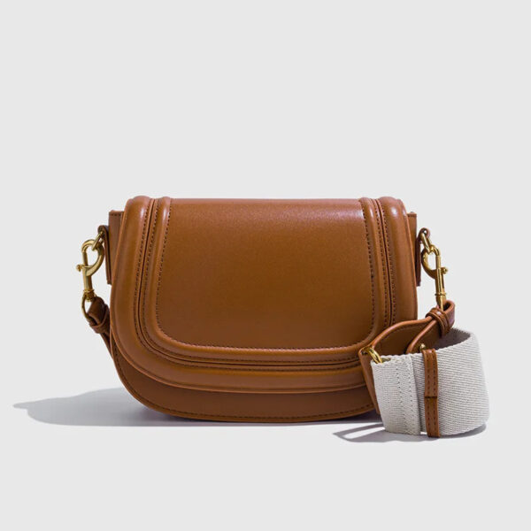Luxury Premium PU Leather Fashion Vintage Designer Wide Strap Saddle Shoulder Bag - Image 35