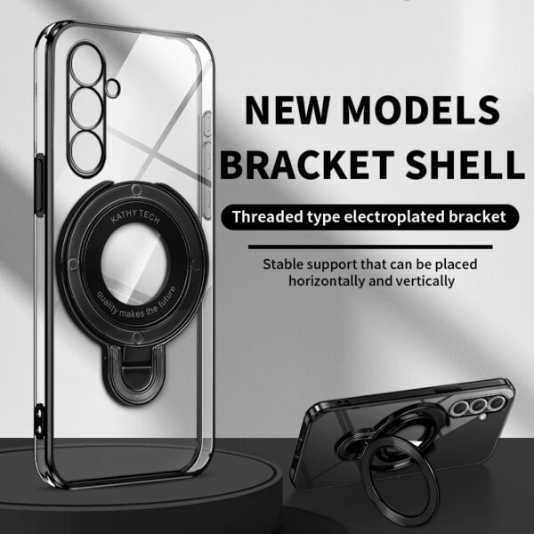 Luxury Premium Transparent Plating Ring Stand Bracket Case For Samsung Galaxy A35/A55