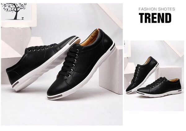 Luxury Premium Leather Simple Designer Breathable Classic Lace-up Sneakers Shoes - Image 24