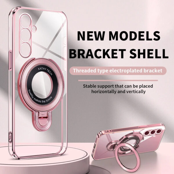 Luxury Premium Transparent Plating Ring Stand Bracket Case For Samsung Galaxy A35/A55 - Image 5