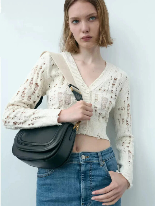 Luxury Premium PU Leather Fashion Vintage Designer Wide Strap Saddle Shoulder Bag - Image 8