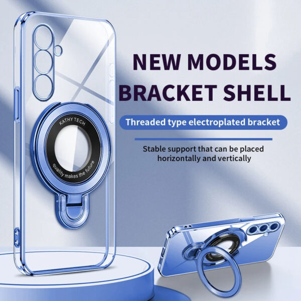 Luxury Premium Transparent Plating Ring Stand Bracket Case For Samsung Galaxy A35/A55 - Image 6