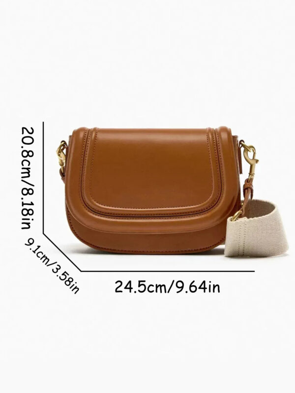 Luxury Premium PU Leather Fashion Vintage Designer Wide Strap Saddle Shoulder Bag - Image 11