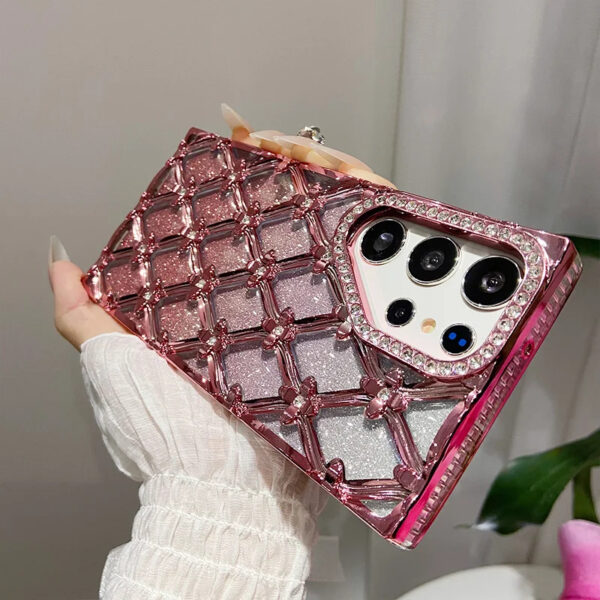 Luxury Premium Fashion Glitter Electroplating Rhinestone Flower  Case Cover for Samsung Series - Image 3