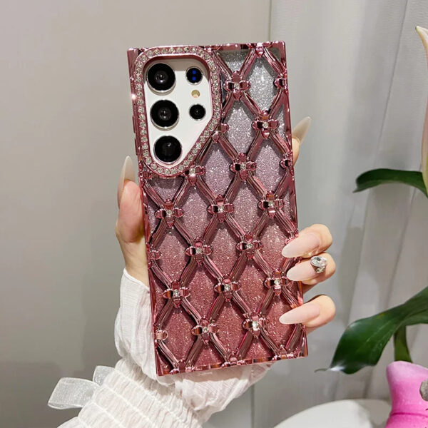 Luxury Premium Fashion Glitter Electroplating Rhinestone Flower  Case Cover for Samsung Series - Image 4