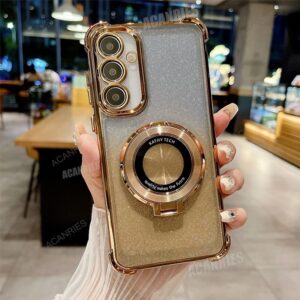 Luxury Premium Transparent Plating Ring Stand Bracket Case For Samsung Galaxy A35/A55
