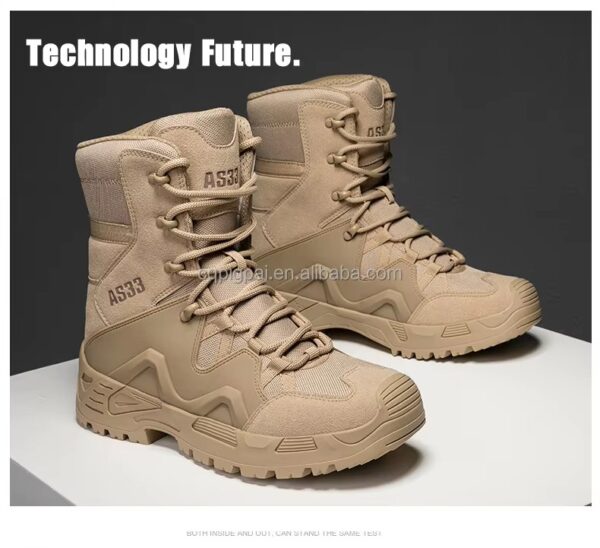 AS33 Men's Tactical High-Top Cowhide Hiking Desert Outdoor Boots
