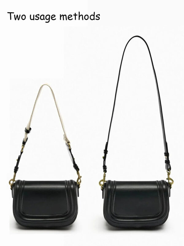 Luxury Premium PU Leather Fashion Vintage Designer Wide Strap Saddle Shoulder Bag - Image 18