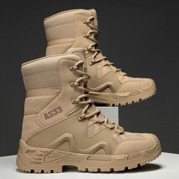 AS33 Men's Tactical High-Top Cowhide Hiking Desert Outdoor Boots - Image 3