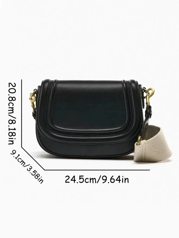 Luxury Premium PU Leather Fashion Vintage Designer Wide Strap Saddle Shoulder Bag - Image 19
