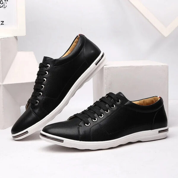 Luxury Premium Leather Simple Designer Breathable Classic Lace-up Sneakers Shoes - Image 25