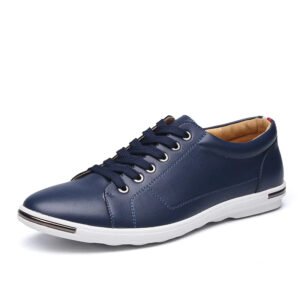 Luxury Premium Leather Simple Designer Breathable Classic Lace-up Sneakers Shoes - Blue