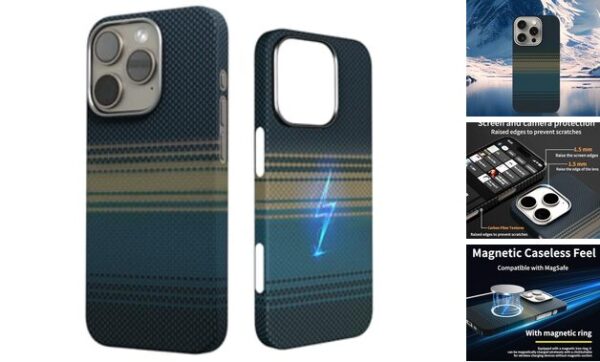 Luxury Premium Luxury Carbon Fiber Relief Magsafe Phone Case Metal Lens Matte Wireless Charging Shockproof Cover iPhone 15 Pro Max/16 Pro Max - Image 2