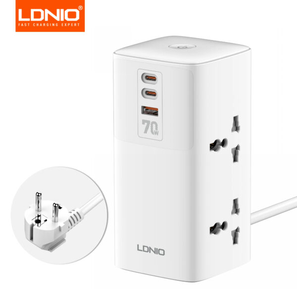LDNIO 7 in 1 Tower Extension 70W Power Charging Socket Station Extension Cord - Image 21