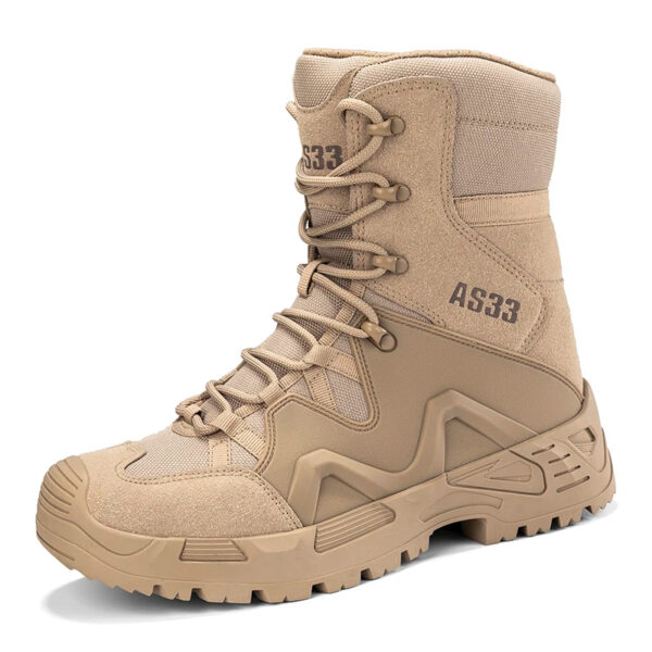 AS33 Men's Tactical High-Top Cowhide Hiking Desert Outdoor Boots - Image 4