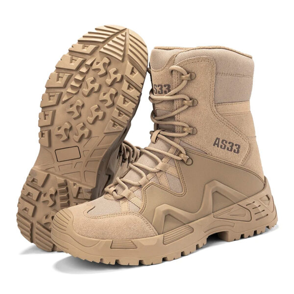 AS33 Men's Tactical High-Top Cowhide Hiking Desert Outdoor Boots - Image 5