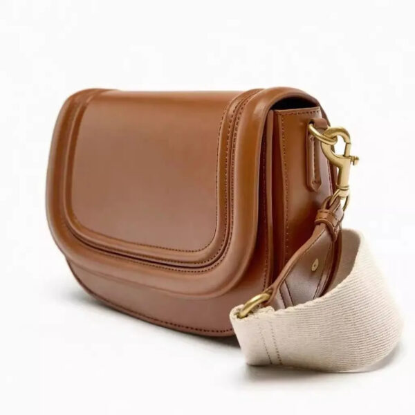 Luxury Premium PU Leather Fashion Vintage Designer Wide Strap Saddle Shoulder Bag - Image 22