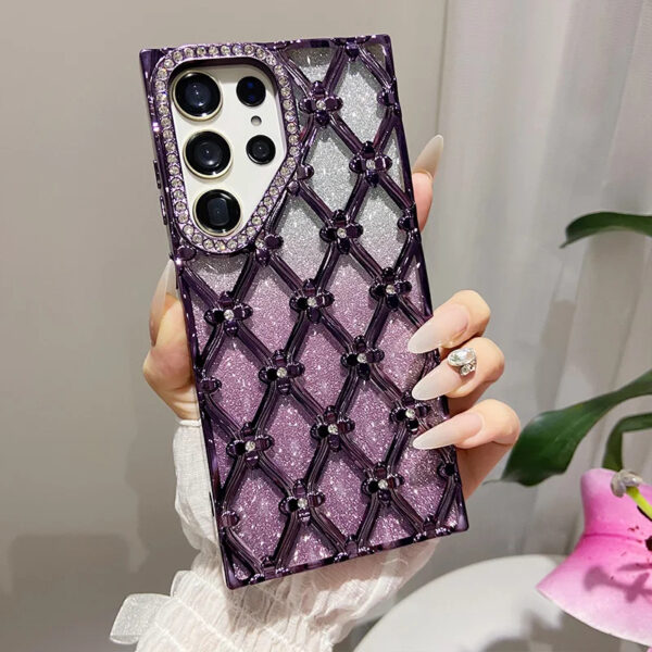 Luxury Premium Fashion Glitter Electroplating Rhinestone Flower  Case Cover for Samsung Series - Image 23