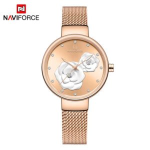 NAVIFORCE Top Design Brand Water Resistant Stainless Strap Women's Watch - Gold