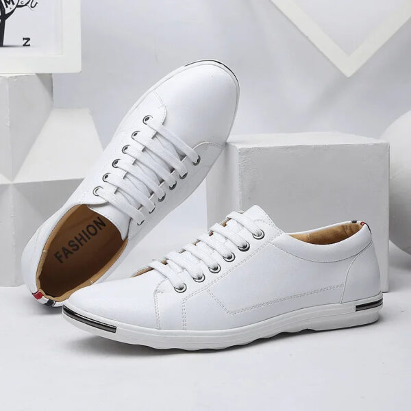 Luxury Premium Leather Simple Designer Breathable Classic Lace-up Sneakers Shoes - Image 28