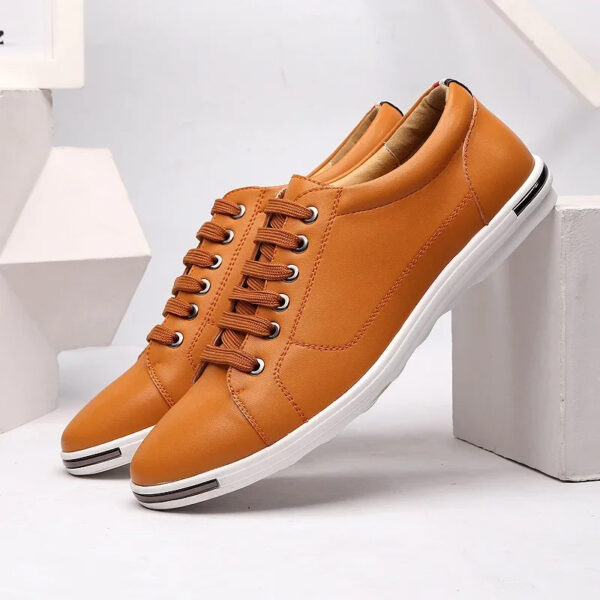 Luxury Premium Leather Simple Designer Breathable Classic Lace-up Sneakers Shoes - Image 29