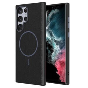 Luxury Premium Business Style Litchi Texture Magnetic Wireless Charging Phone Cover Case for Samsung Galaxy S Series