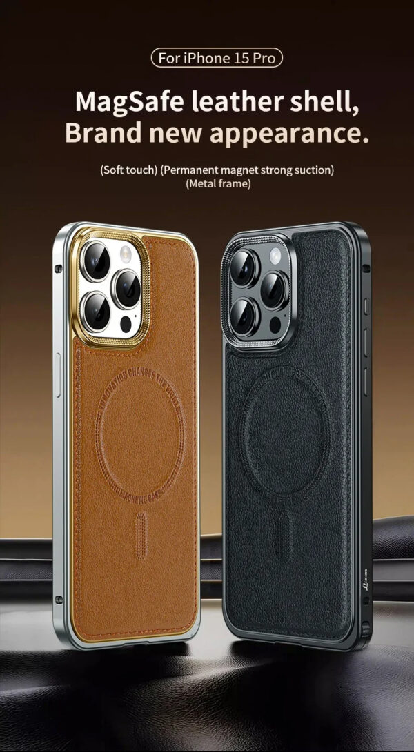 Luxury Premium Metal Frame Aluminum Alloy Phone Bumper Removable Shockproof Leather Case Cover For iPhone Series - Image 23