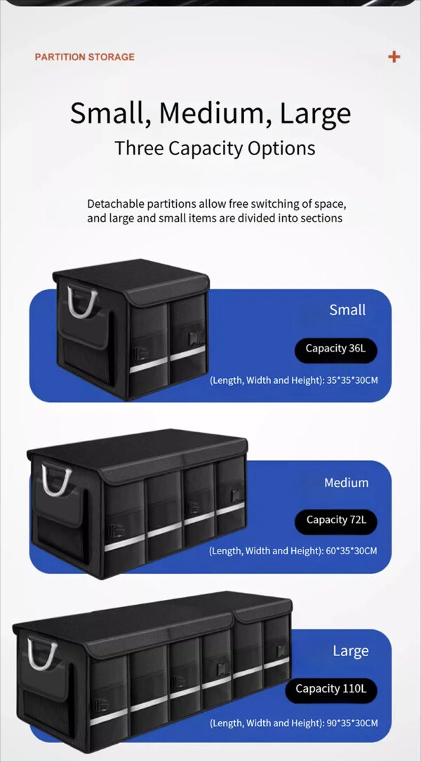 Luxury Premium Large Capacity Collapsible Premium Durable Storage Car Trunk Organizer - Image 26