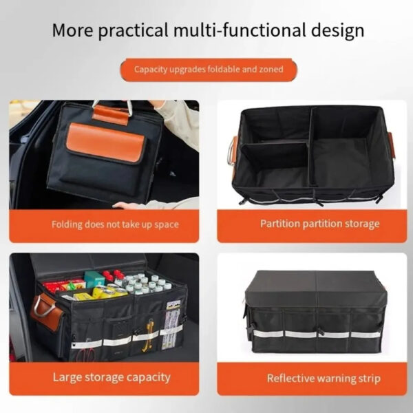 Luxury Premium Large Capacity Collapsible Premium Durable Storage Car Trunk Organizer - Image 11