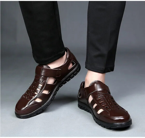 New Summer Genuine Leather Casual Wear-Resistant Hollow Skin Men's Sandals - Image 12