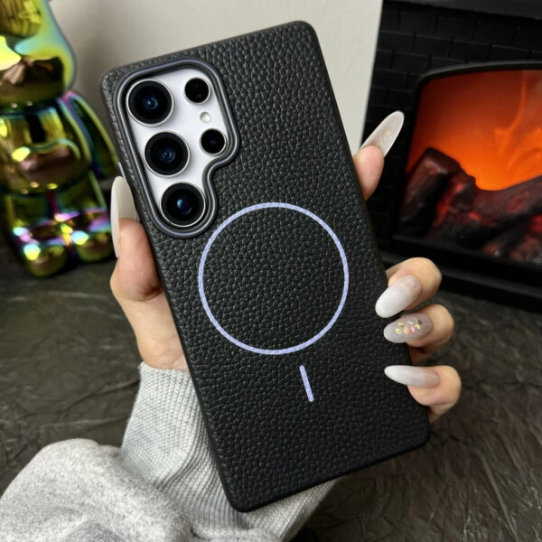 Luxury Premium Business Style Litchi Texture Magnetic Wireless Charging Phone Cover Case for Samsung Galaxy S Series - Image 2