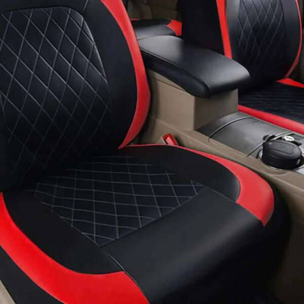 Luxury Premium All Season Quited PU Leather Waterproof Universal 5 Seater Fit Sedan Car Seat Cover with Pillows - Image 3
