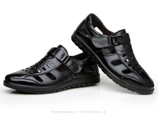 New Summer Genuine Leather Casual Wear-Resistant Hollow Skin Men's Sandals - Image 13