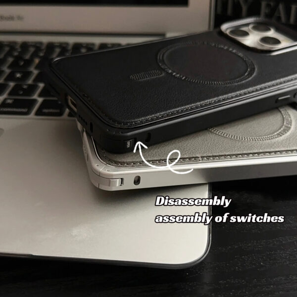 Luxury Premium Metal Frame Aluminum Alloy Phone Bumper Removable Shockproof Leather Case Cover For iPhone Series - Image 6