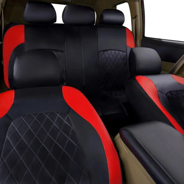 Luxury Premium All Season Quited PU Leather Waterproof Universal 5 Seater Fit Sedan Car Seat Cover with Pillows - Image 4