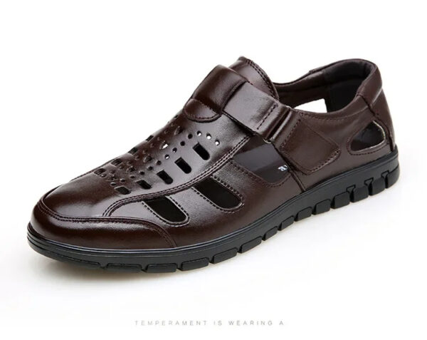 New Summer Genuine Leather Casual Wear-Resistant Hollow Skin Men's Sandals - Image 14