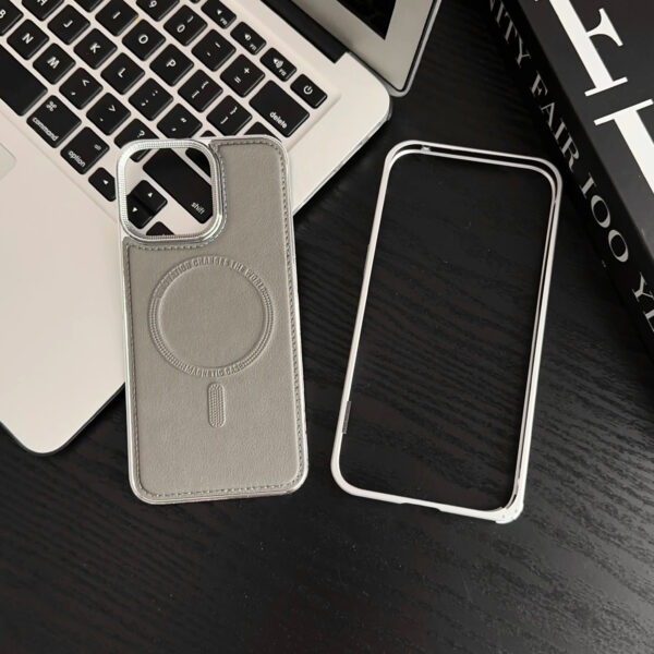 Luxury Premium Metal Frame Aluminum Alloy Phone Bumper Removable Shockproof Leather Case Cover For iPhone Series - Image 7