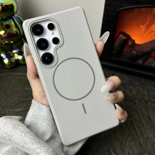 Luxury Premium Business Style Litchi Texture Magnetic Wireless Charging Phone Cover Case for Samsung Galaxy S Series - Image 4