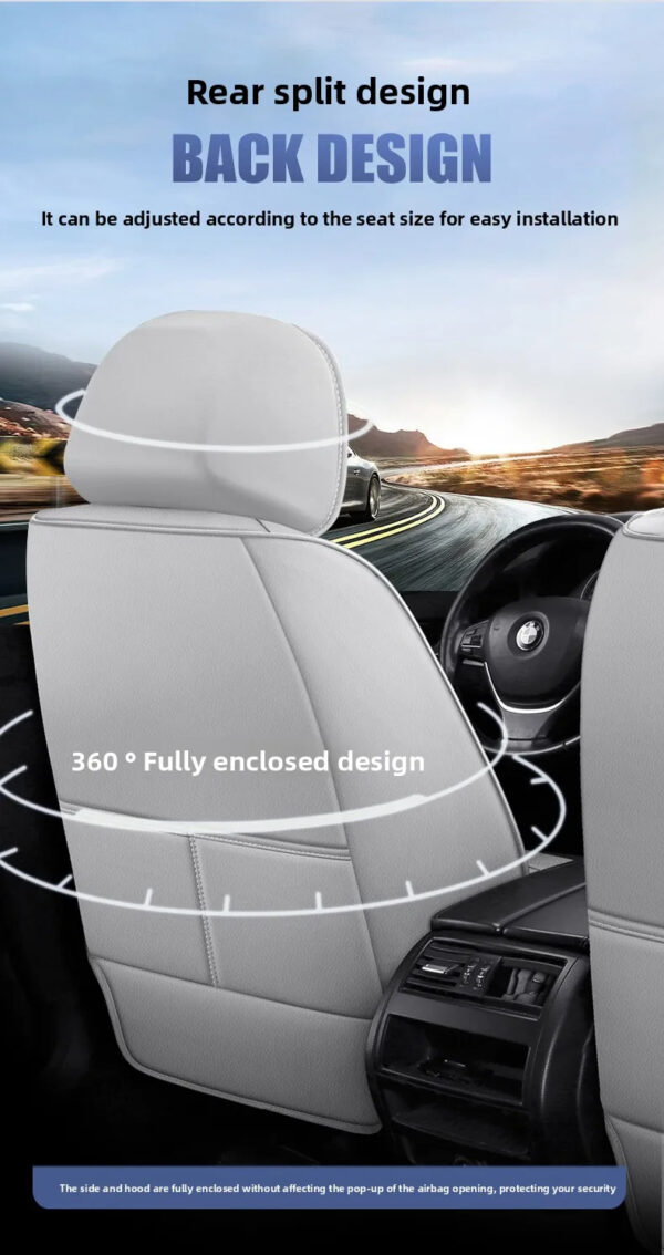 Luxury Premium All Season Quited PU Leather Waterproof Universal 5 Seater Fit Sedan Car Seat Cover with Pillows - Image 20
