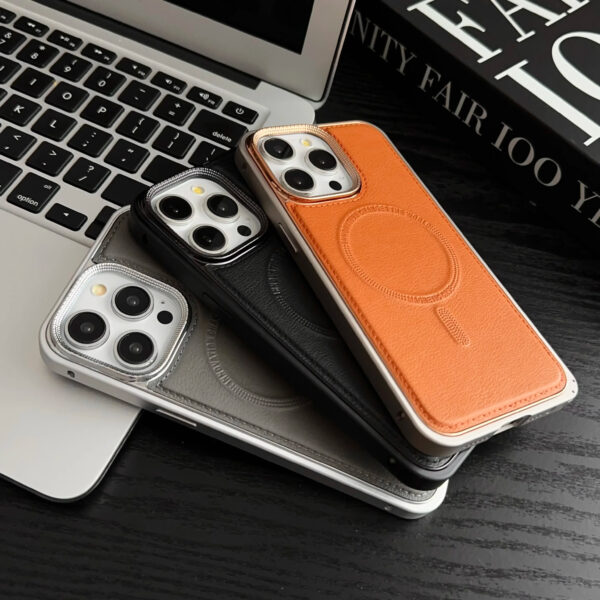 Luxury Premium Metal Frame Aluminum Alloy Phone Bumper Removable Shockproof Leather Case Cover For iPhone Series - Image 8