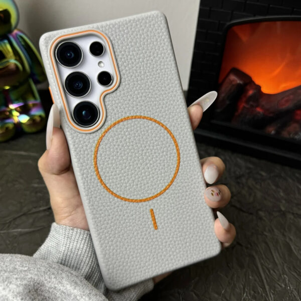 Luxury Premium Business Style Litchi Texture Magnetic Wireless Charging Phone Cover Case for Samsung Galaxy S Series - Image 5