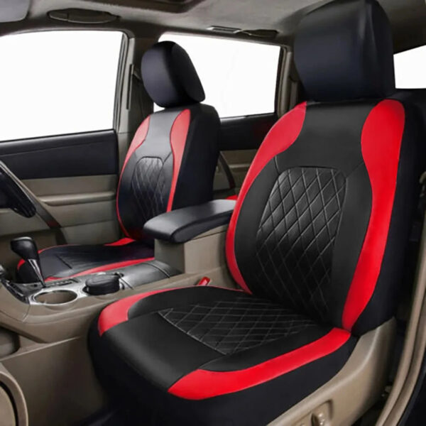Luxury Premium All Season Quited PU Leather Waterproof Universal 5 Seater Fit Sedan Car Seat Cover with Pillows - Image 6