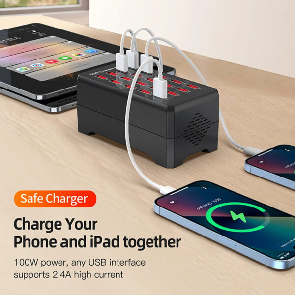 100W Multi Port Universal Smart Desktop Fast Charging Station Power Adapter - Image 24